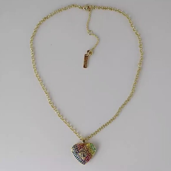 Kurt Geiger London Large Rainbow Heart Locket Necklace Colorful - Picture 5 of 7